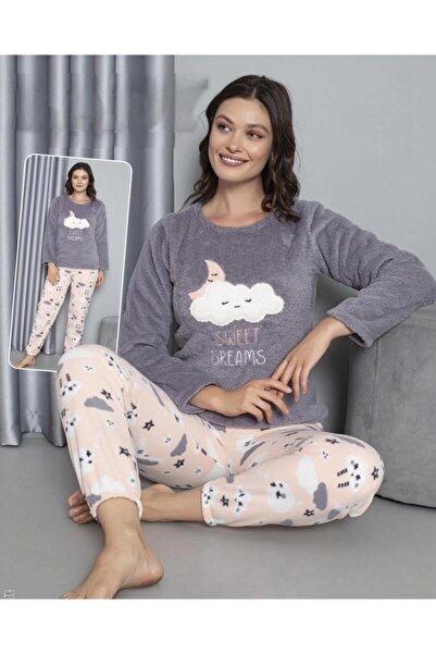 MOPİ Σετ πιτζάμες με μακρυμάνικο, ζεστό και απαλό μοτίβο ζώων με λούτρινο λαι...