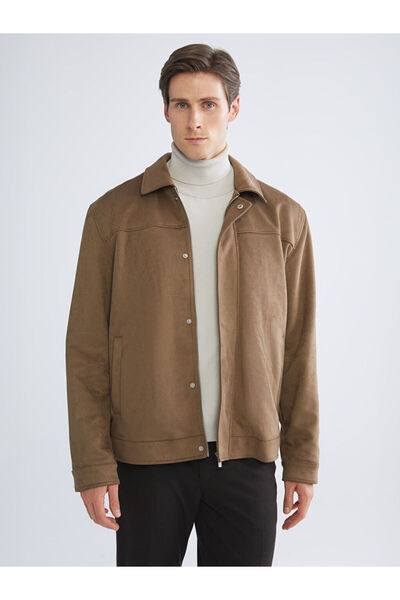 LC Waikiki Southblue Beige Standard Fit Jacket Collar Men's Coat