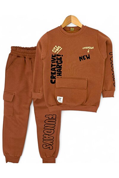 Egelite Boy's Winter 3-Thread Fleece Tracksuit with Pocket Detail, Ages 2-10