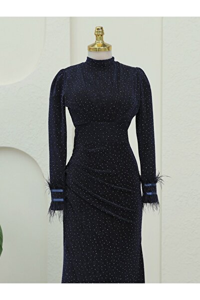 Modamorfo Feathered Sleeves Double Tail Evening Dress -K.Laci