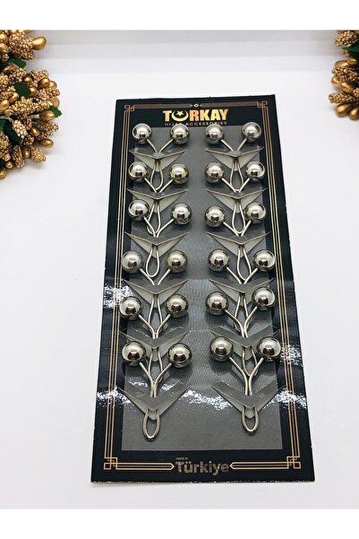 İnDerin مشبك وشاح من اللؤلؤ الفضي، دبوس وشاح 12 قطعة