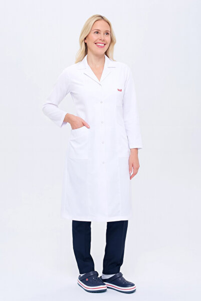 TIPTEKS Women's Coat Collar Suitable for Hijab White Teacher and Doctor Apron