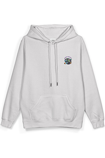 Overoz Toy Story Світшот з принтом на спині та капюшоном Oversize Sweatshirt Білий Hoodie H1391