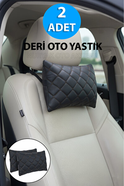 Nuryak Oto Aksesuar وسادة دعم الرقبة للسيارة من الجلد مكونة من قطعتين متوافقة...