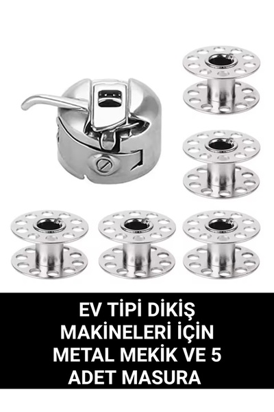 Swart Tüm ev tipi dikiş makinaları için uyumlu metal mekik ve 5 adet masura h...