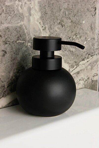 Tasarım Evi Porcelain Black Chubby Liquid Soap Dispenser and Detergent Dispenser
