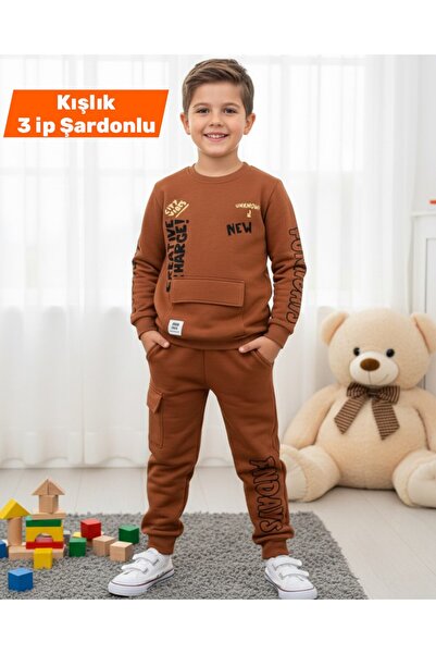 Egelite Boy's Winter 3-Thread Fleece Tracksuit with Pocket Detail, Ages 2-10