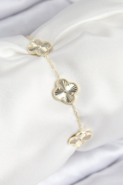 Skygo Vip Brass Clover Model Gold Color Women's Bracelet - Tj-Bb7783