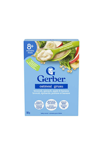 GERBER Cereals- YENİ SERİ- Probiotic-Brokoli, Ispanak, Elma ve Muzlu Kaşık Maması 180 Gr- 8. aydan itibaren