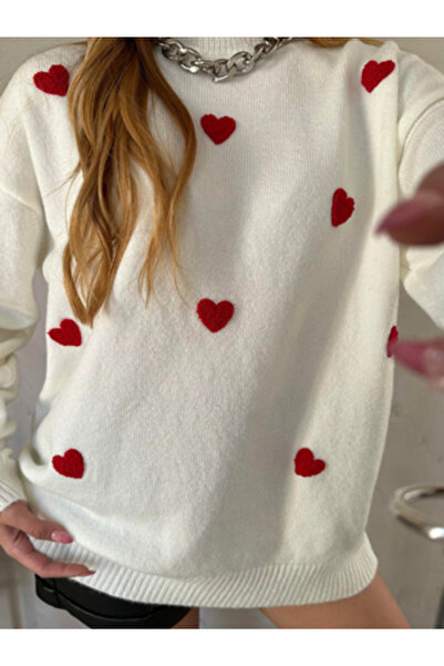 bubeny Heart Embroidered Knitwear Sweater