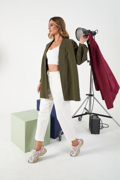 MİA NOURA Women's Oversize Kimono with Embroidered Sleeves and Back