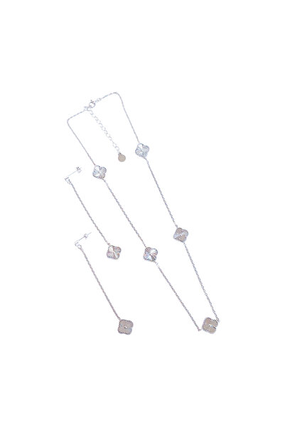 LUNA LUSTER 925 Ayar Gümüş Lazer İşlemeli Yonca Tasarım Kadın Kolye Püskül Zi...