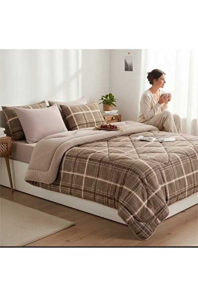 Esre ev tekstili Battal boy welsoft uyku seti.Safir bej. Çarşaf %100 PAMUK KU...