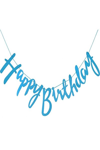 PARTİ AŞKI Σετ πανό με καλλιγραφία Happy Birthday σε μπλε χρώμα 20*110 εκ. & ...