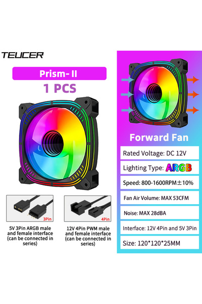 Choice4 A-RGB As Shows Black-Forward-1PCS TEUCER Prism-2 1PCS/3PCS ARGB Case ...