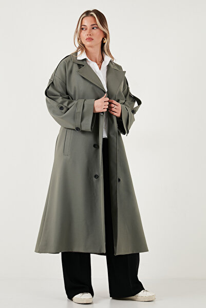 Lela Oversize Fit Double Breasted Collar Buttoned Belted Long Trench Coat Trench Coat 6839476