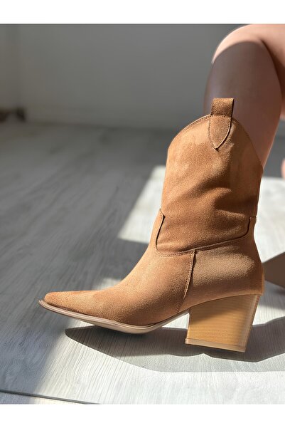 SHOEBOURNE Camel Süet Western Tarzı Sade Günlük Bot