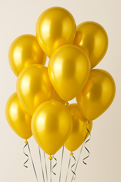 Öz-bal 5 Adet Sarı Metalik Balon Seti – Doğum Günü, Baby Shower ve Düğün Part...