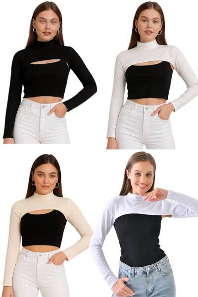 ALDAİR 4 Pcs Neck Collar Sleeves Beige