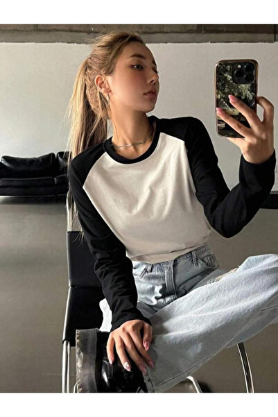 npLStore Γυναικείο μπλουζάκι με μακρυμάνικο μανίκι Reglan