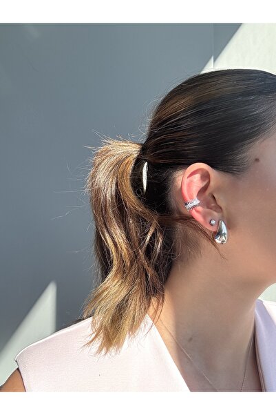 Ressia Zirkon Taşlı Kılıç Desenli Kıkırdak Küpe