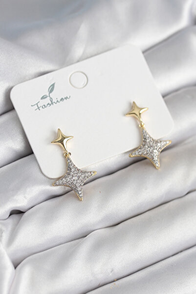 Skygo Polar Star Brass Gold Color Zircon Stone Women's Earrings - Tj-Bkp11303