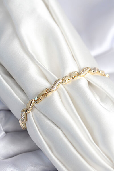 Skygo Brass Gold Color Zircon Stone Spiral Model Women's Bracelet - Tj-Bb7970