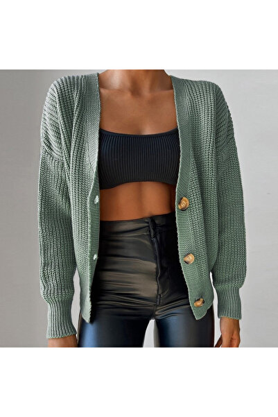 soonaksesuar Women's long sleeve button detail knit blouse