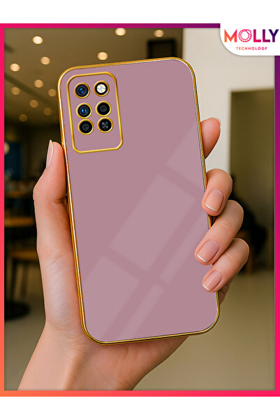 Molly İnfinix Note 10 Pro İçin Lila Kenarları Gold Detaylı Lüks Silikon Kılıf