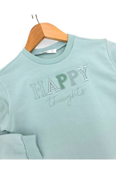 voyyo kids baby Girl's Happy Embroidered 7-8-9-10 Year Old Denim-Look Leggings 2-Piece Seasonal Top and Bottom Set