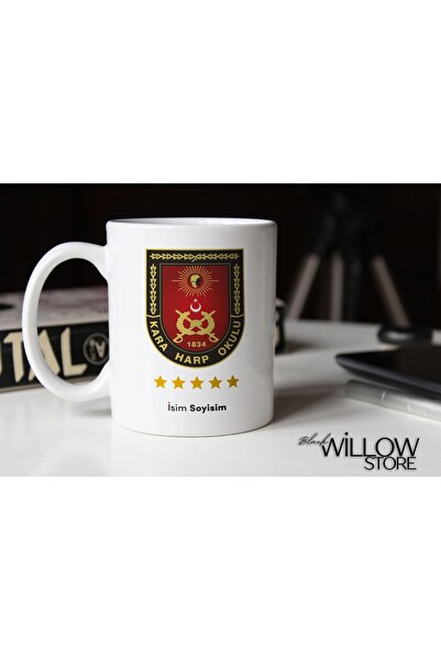 Genel Markalar Kara Harp Okulu Logolu İsimli Kupa Bardak,Kişiye Özel,Hediyelik