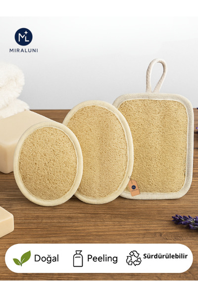 miraluni مجموعة سبا من ألياف اليقطين الطبيعية مكونة من 3 قطع - مقشر للوجه وال...