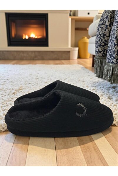 MARKABONİ Чоловічі чорні домашні капці, що не шурхотять, з м'якою зручною підошвою та вовняною підкладкою