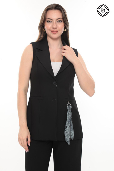 PRENSES Kadın Rahat Kesim Astarlı Kolsuz Blazer Ceket Pantolon Takım Elbise –...