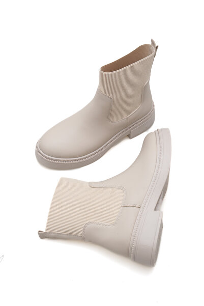 SEEM & BE Luisa Kumaş Detaylı Kadın Bej Chelsea Bot