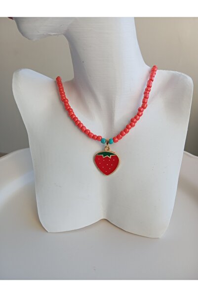 Duayen Design Çilek Figürlü Boncuklu Çocuk Kolye