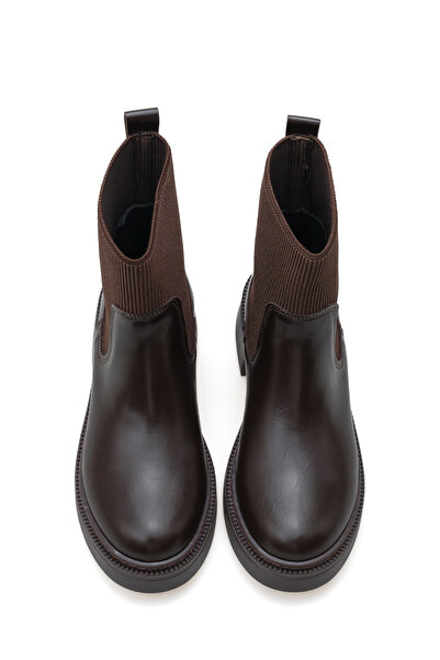 SEEM & BE Luisa Kumaş Detaylı Kadın Kahverengi Chelsea Bot