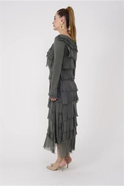 EREN STYLE Ιταλικό μακρυμάνικο μεταξωτό φόρεμα με 2 μεγέθη που δείχνει λεπτό σταγόνα