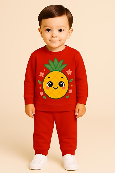 MODA Παιδικό σετ φόρμας με στάμπα ανανά, μακρυμάνικο, με λαιμόκοψη ποδηλάτου,...