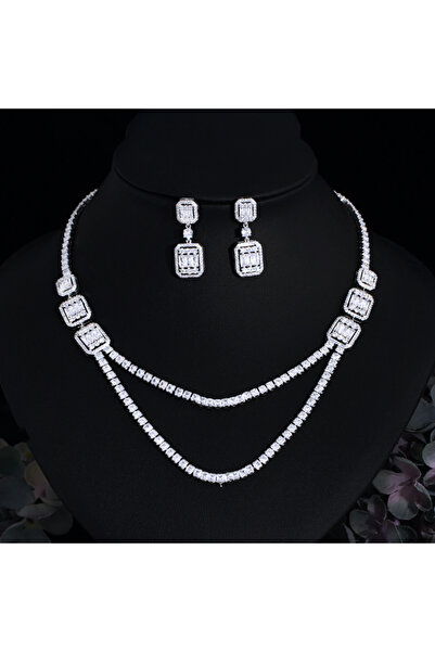 Generic مجموعة قلادة وأقراط