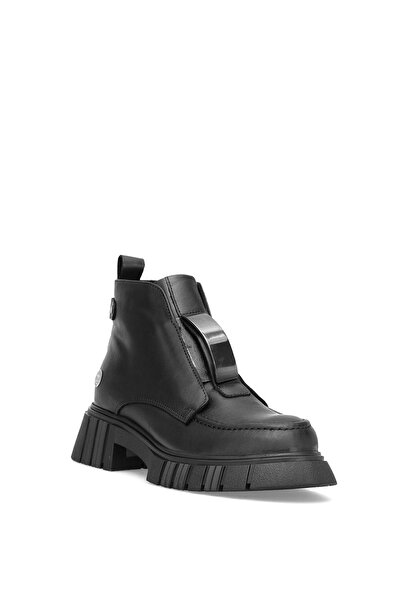 Mammamia D25Kb-1620 Women's Genuine Leather Heeled Boots Black