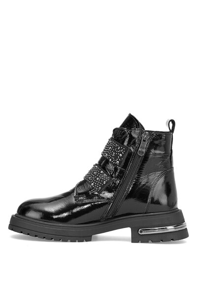 Mammamia D25KB-8175 Γυναικείες μπότες με τακούνι από γνήσιο λουστρίνι μαύρο