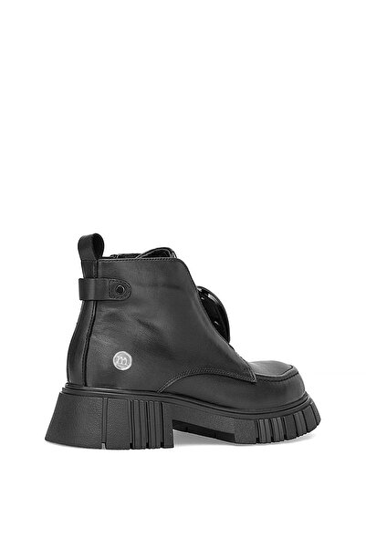 Mammamia D25Kb-1620 Women's Genuine Leather Heeled Boots Black
