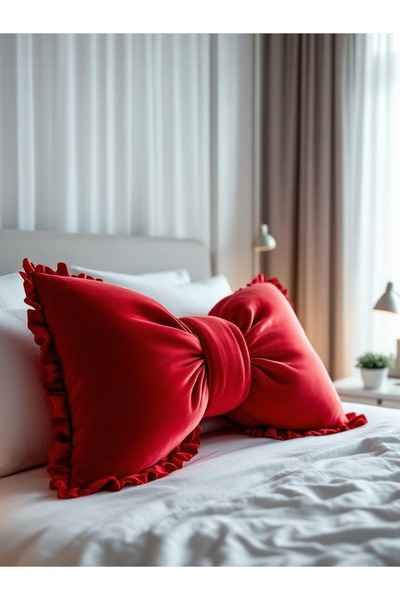 FARCY Pernă decorativă XXL cu aspect de fundă cu volane, cu fundă umplută, pa...