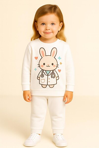 MODA طقم رياضي للأطفال من دكتور تافان بأكمام طويلة وياقة دائرية مطبوعة للجنسي...