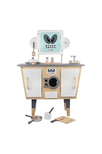 TSUMAB مجموعة مطبخ خشبي للأطفال مع ملحقات - لعبة طبخ تظاهرية للأطفال