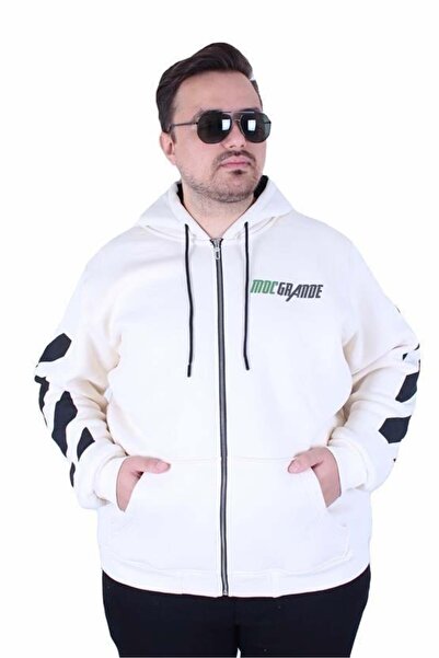 Starbattal Large Size Hooded Zippered 3Ip Sweat Mg 25718 Beige