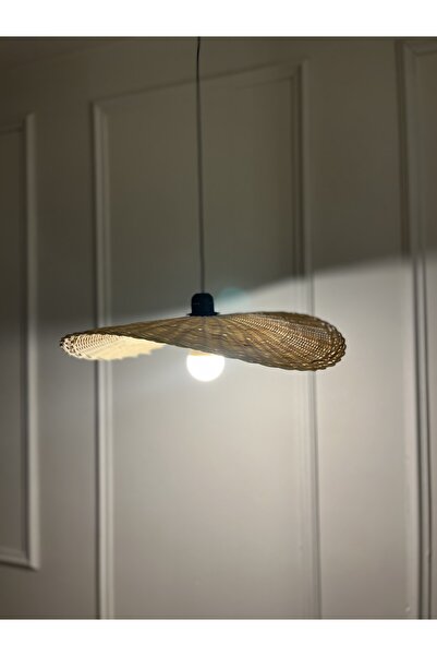 Zeron Home El Yapımı Bambu Örgü Sarkıt Avize – Doğal Form Tasarım Aydınlatma