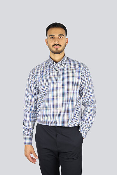 PAUL&SHARK Men's 100% Cotton Regular Fit Square Pattern Long Sleeve Multi-Col...