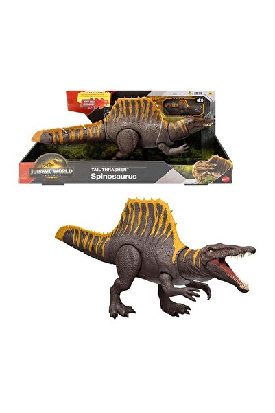 mattel JURASSIC WORLD Rebirth Dinosaur Toy, Tail Thrasher Spinosaurus Action Figure With 2 Attack Mo